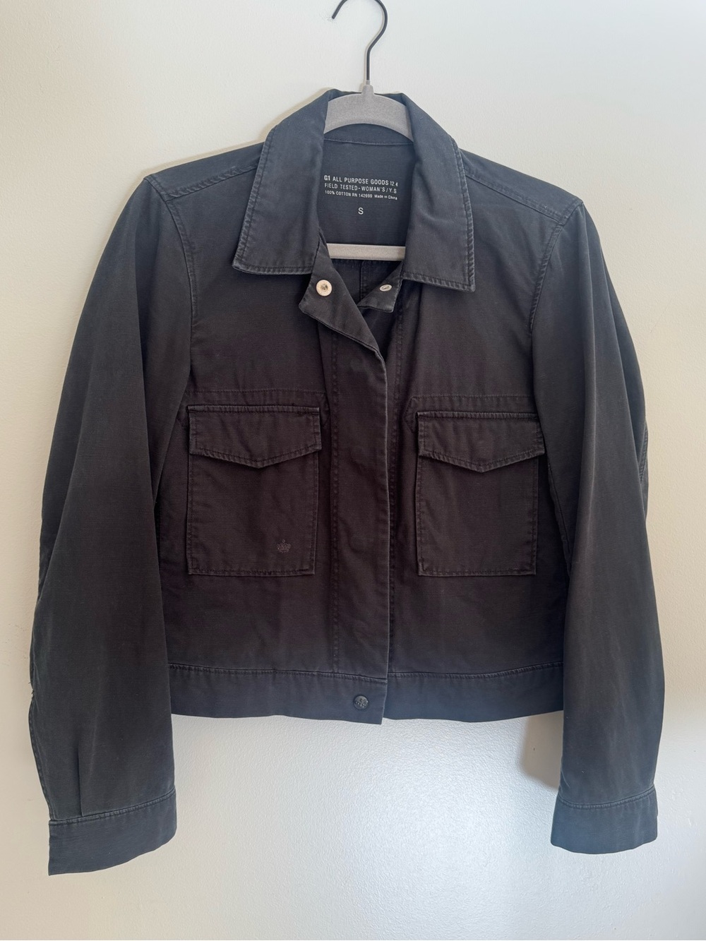 G1 Goods Anthropologie Black Faded Cropped Utility Jacket Small